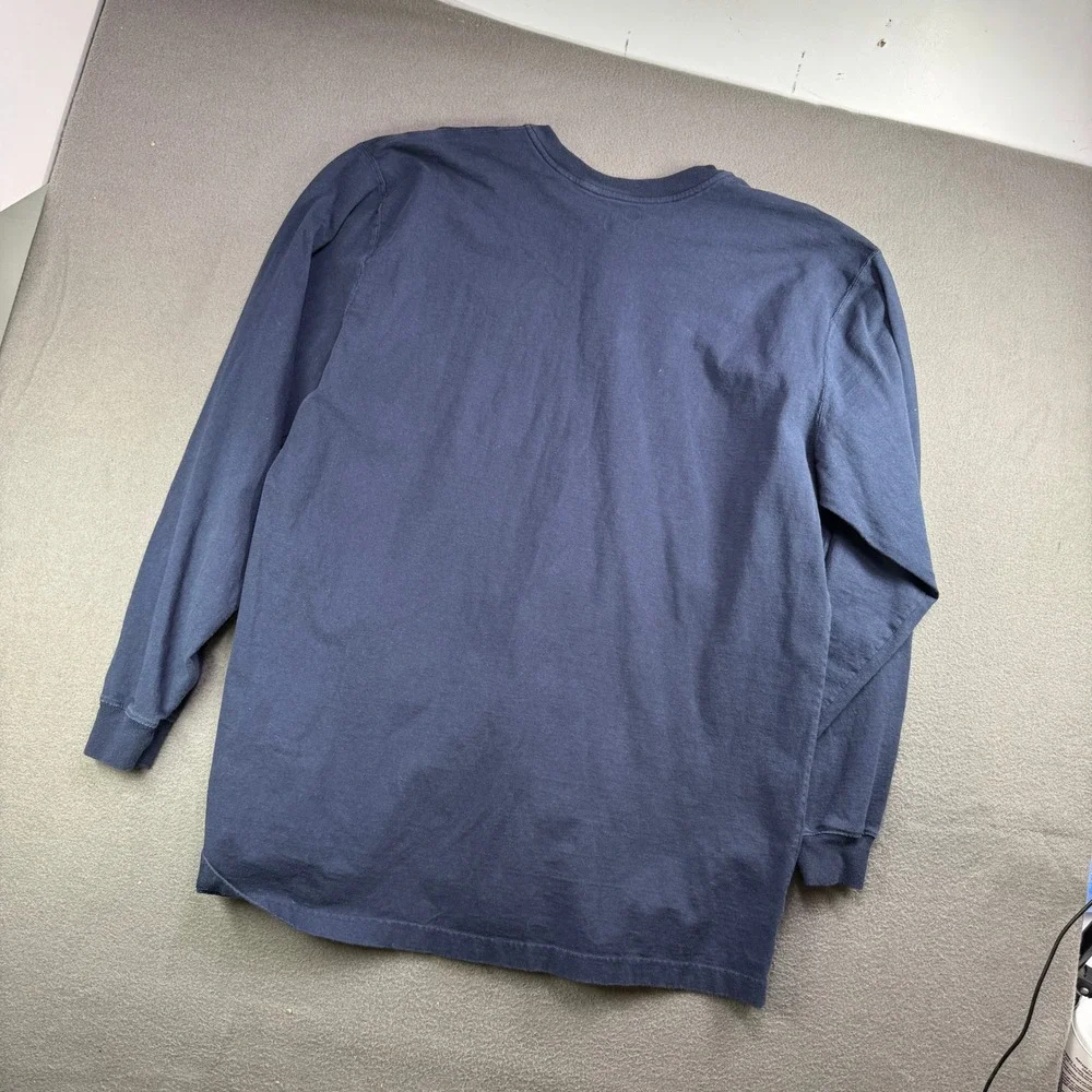 Carhartt Henley Shirt Men 2XL Tall Blue Long Sleeve K128 Pocket Workwear Tee